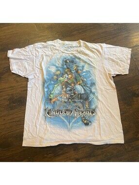 Two Vintage Kingdom Hearts Shirts Size L Black Disney Video Game Y2K Anime Tee’s